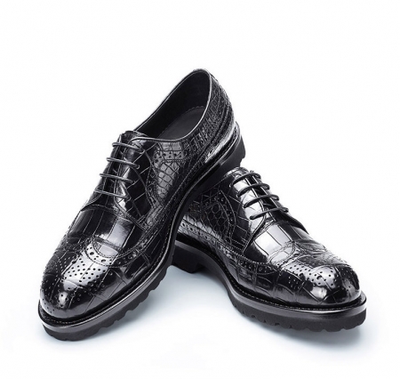 Alligator Lace Up Wing Tip Oxfords, Handmade Alligator Shoes-1