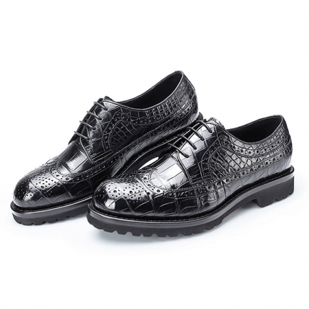 Alligator Lace Up Wing Tip Oxfords, Handmade Alligator Shoes-2