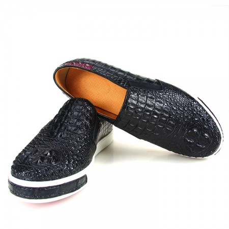 Black Crocodile Sneakers, Casual Crocodile Shoes for Men-Exhibition-1