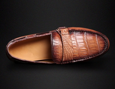 Brown Alligator Slip-on Loafer-Upper