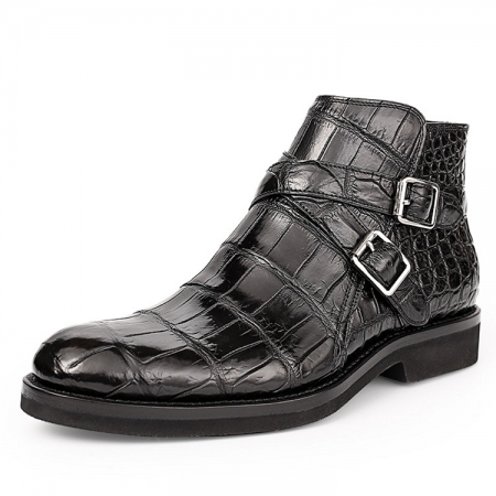 Casual Alligator Dress Boots with Buckles