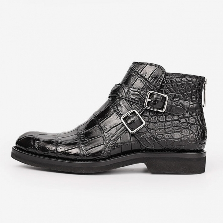 Casual Alligator Dress Boots with Buckles-Side