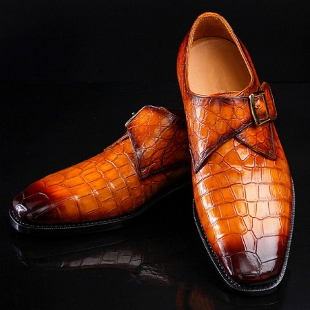 Casual Alligator Skin Single Monk Strap Dress Shoes