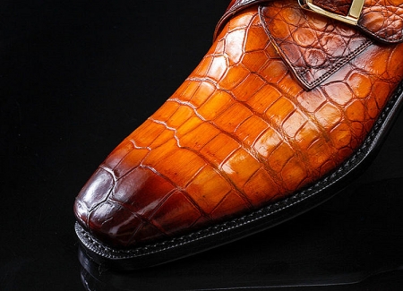 Casual Alligator Skin Single Monk Strap Dress Shoes-Upper