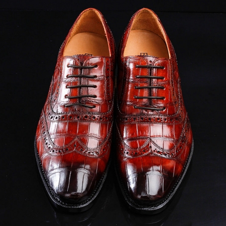 Casual Alligator Skin Wingtip Dress Shoes-Upper