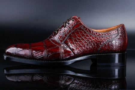 Classic Alligator Skin Lace Up Dress Shoes-Side