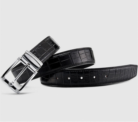 Classic Genuine Alligator Skin Belt for Men - Black-1