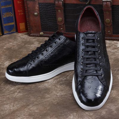 Daily Fashion Ostrich Lace-up Sneaker-Black