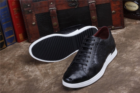 Daily Fashion Ostrich Lace-up Sneaker-Black-Sole