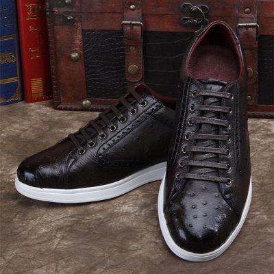 Daily Fashion Ostrich Lace-up Sneaker-Dark Brown