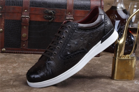 Daily Fashion Ostrich Lace-up Sneaker-Dark Brown-Side