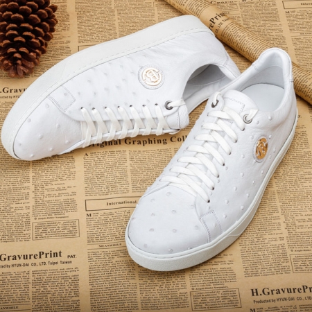 Daily Fashion Ostrich Lace-up Sneaker - White-1