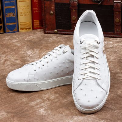 Daily Fashion Ostrich Lace-up Sneaker - White