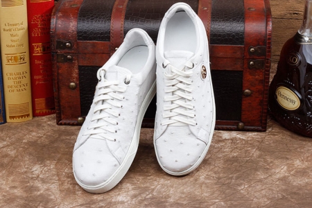 Daily Fashion Ostrich Lace-up Sneaker - White-Exhibition