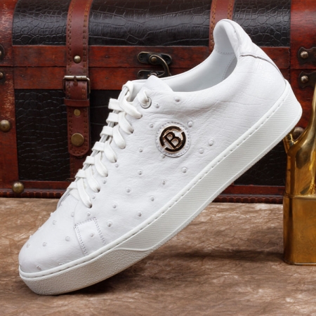 Daily Fashion Ostrich Lace-up Sneaker - White-Side