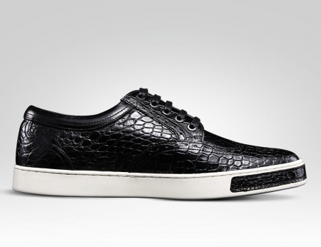 Fashion Alligator Wingtip Oxford Sneakers - Black-Side