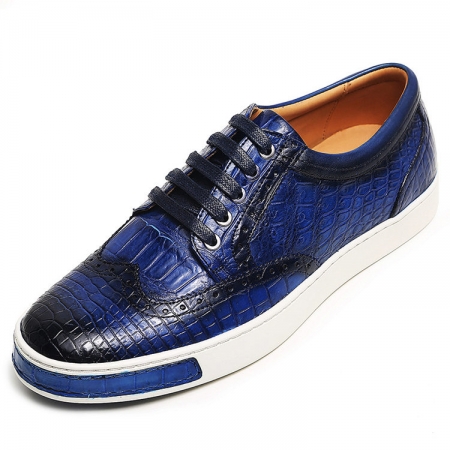 Fashion Alligator Wingtip Oxford Sneakers - Blue