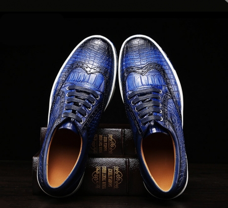 Fashion Alligator Wingtip Oxford Sneakers - Blue-Exhibition