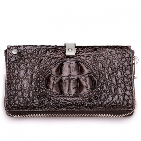 Fashion Crocodile Clutch Wallet, Crocodile Long Bifold Wallet-Front