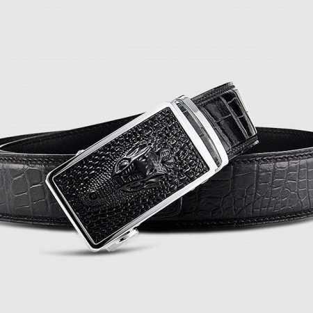 Luxury Automatic Buckle Genuine Alligator Skin Dress Belt-Buckle