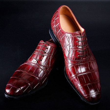 Mens Alligator Cap Toe Lace Up Shoes