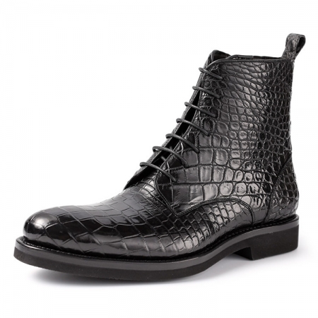 Mens Alligator Skin Lace-up Boots