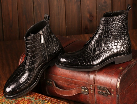 Mens Alligator Skin Lace-up Boots-Exhibition-1