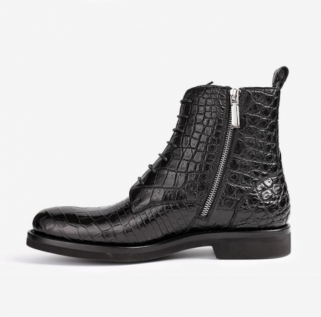 Mens Alligator Skin Lace-up Boots-Side