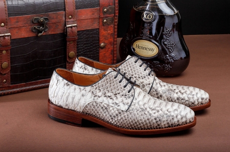 Mens Business Snakeskin Shoes, Casual Python Skin Shoes-Side