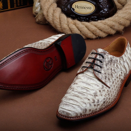 Mens Business Snakeskin Shoes, Casual Python Skin Shoes-Sole