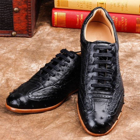 Mens Casual Ostrich Shoes-Black