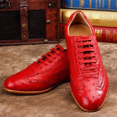 Mens Casual Ostrich Shoes-Red