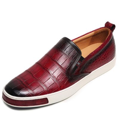 Mens Daily Slip On Fashion Alligator Sneakers - Wine Red