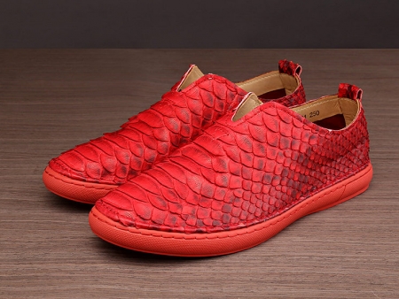 Mens Snakeskin Shoes, Python Shoes - Red-1