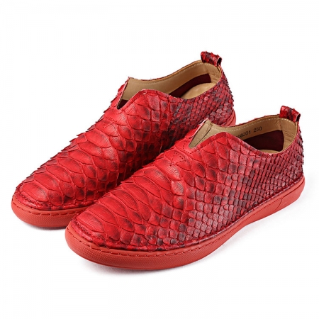 Mens Snakeskin Shoes, Python Shoes - Red