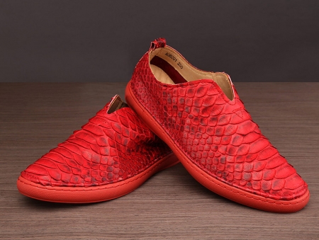 Mens Snakeskin Shoes, Python Shoes - Red-Exhibition