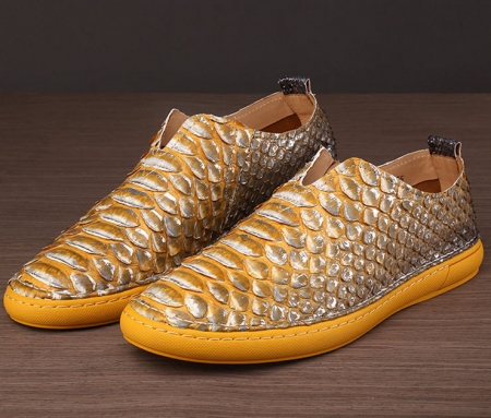 Mens Snakeskin Shoes, Python Shoes-Yellow-1