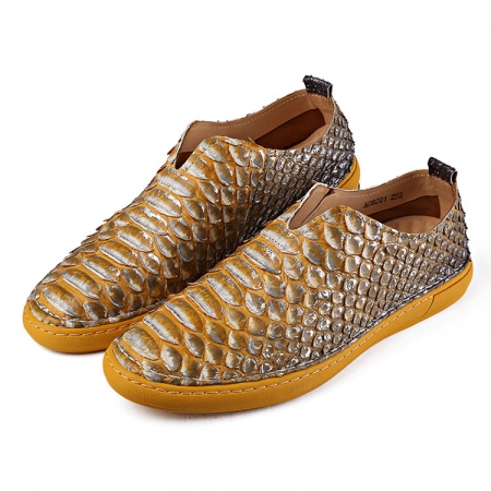 Mens Snakeskin Shoes, Python Shoes-Yellow