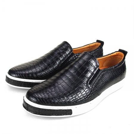 Premium Genuine Alligator Skin Casual Slip On Sneaker - Black-2