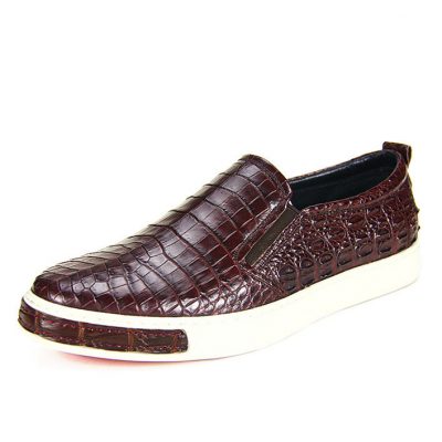 Premium Genuine Alligator Skin Casual Slip On Sneaker - Brown