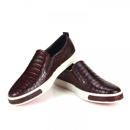 Premium Genuine Alligator Skin Casual Slip On Sneaker - Brown-Exhibition