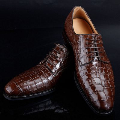 Premium Genuine Alligator Skin Lace Up Dress Shoes