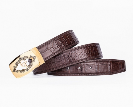 Designer Alligator Skin Dress Belt-Lay