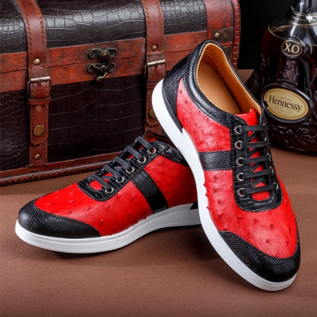 Fashion Genuine Ostrich Skin Lace-up Sneaker