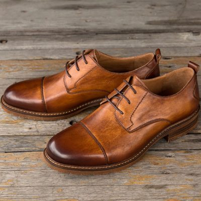 Mens Handmade Leather Oxford Dress Shoes Formal Lace up Shoes