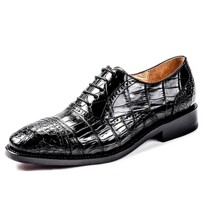 Alligator Skin Cap-Toe Oxford Business Dress Shoes