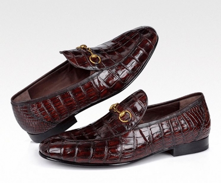 Premium Alligator Bit Slip on Loafers Slip-on Shoes-Burgundy