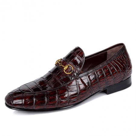 Premium Alligator Bit Slip on Loafers Slip-on Shoes for Men-Burgundy