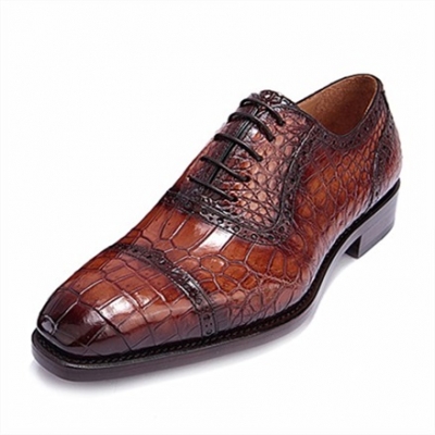 Alligator Cap Toe Oxford Formal Lace-up Dress Shoes