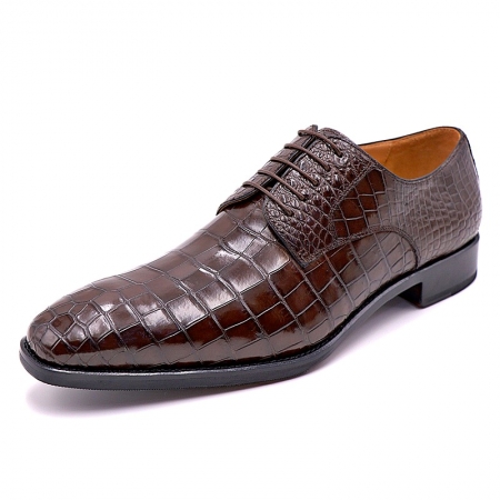 Classic Alligator Leather Derby Perforated Lace-Up Dress Shoes